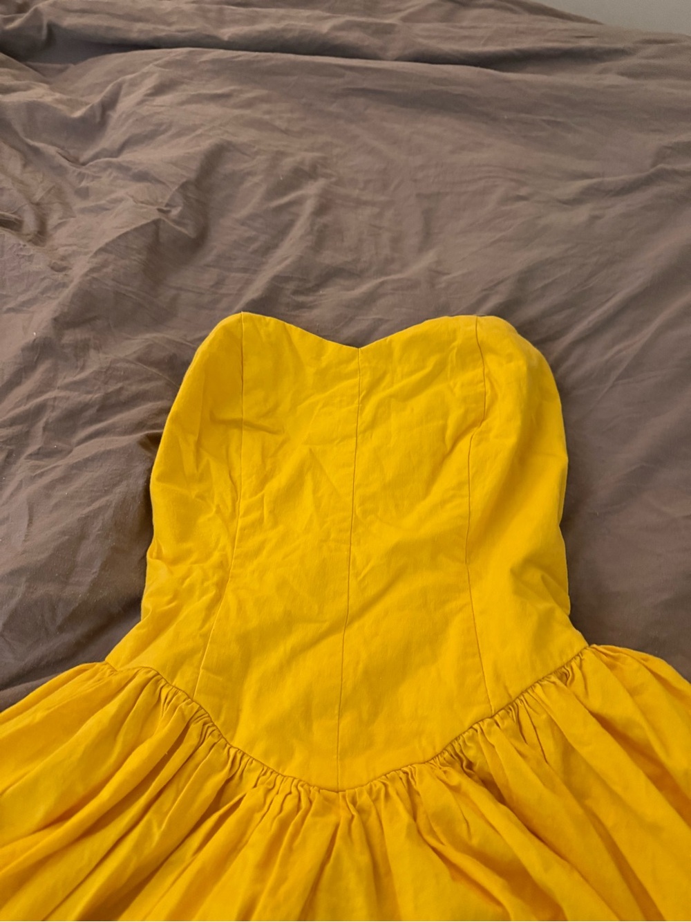 Strapless Yellow Full Skirt Dress - Picture 2 of 3